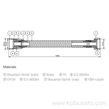 1.2m Extra Long Brushed Finish Hose